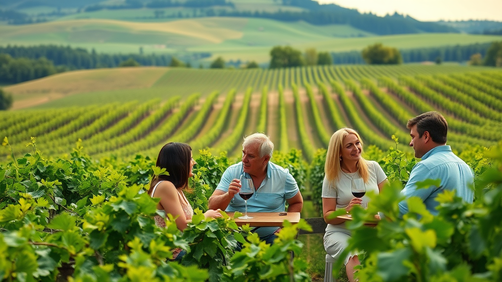 Wine enthusiasts enjoying Carmel Valley wine tasting amid lush vineyards.