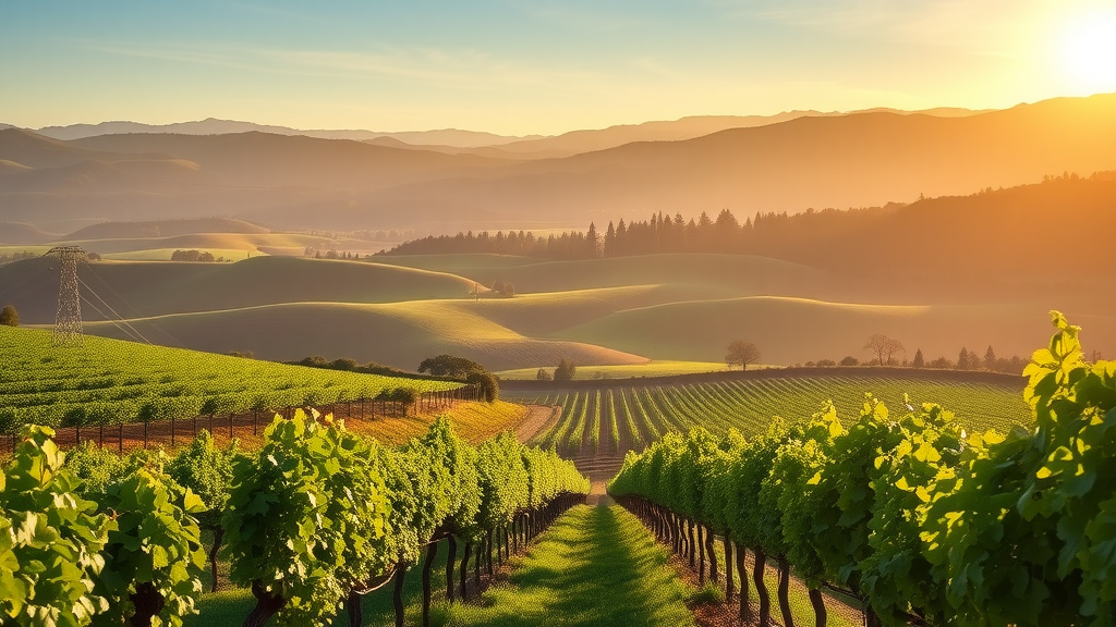 Picturesque Joullian Vineyards under warm sunlight in Carmel Valley