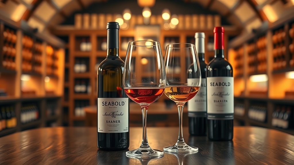 Elegant wine tasting setting with Seabold's notable wines.