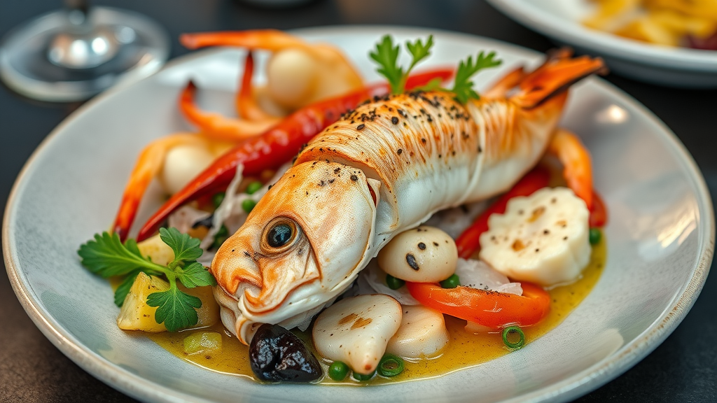Exquisite seafood dish with Monterey ingredients