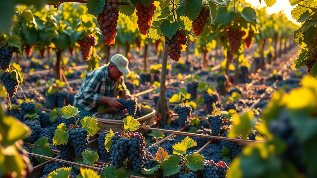 Grape harvest showcasing the source of Rhône-inspired wines.