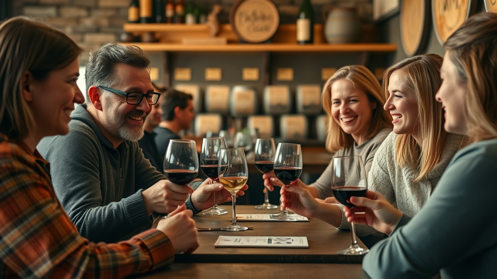 Friends enjoying a wine tasting at Corral Wine Club.