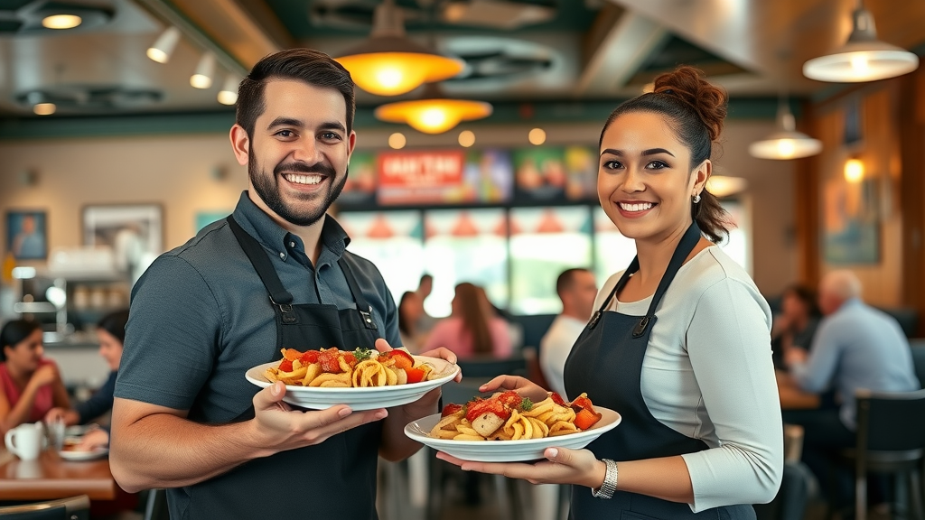 Monterey restaurant staff serving diners with a smile