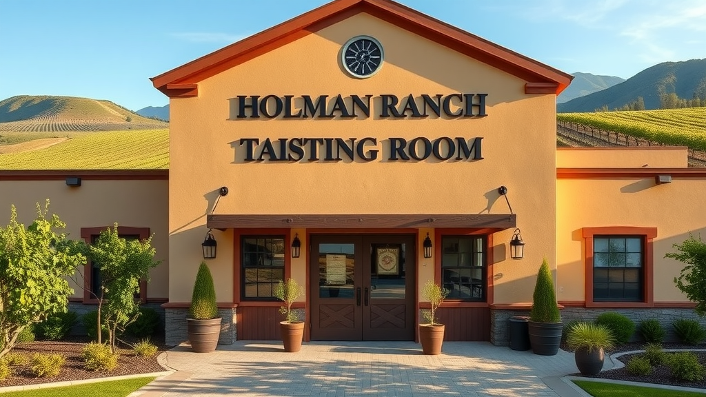 Holman Ranch Tasting Room with vineyard backdrop and classic design