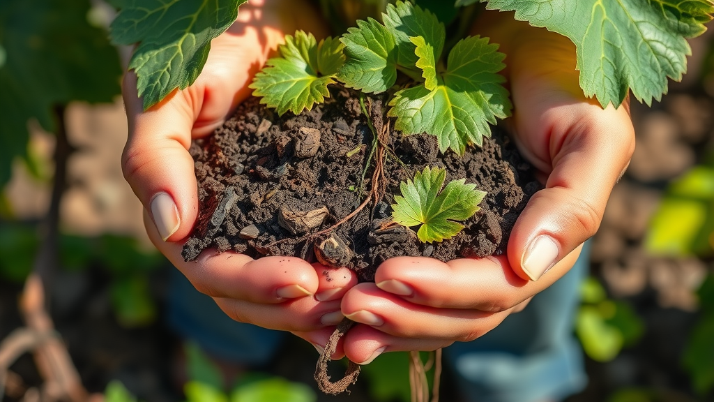 Healthy vineyard soil symbolizing sustainable wine efforts