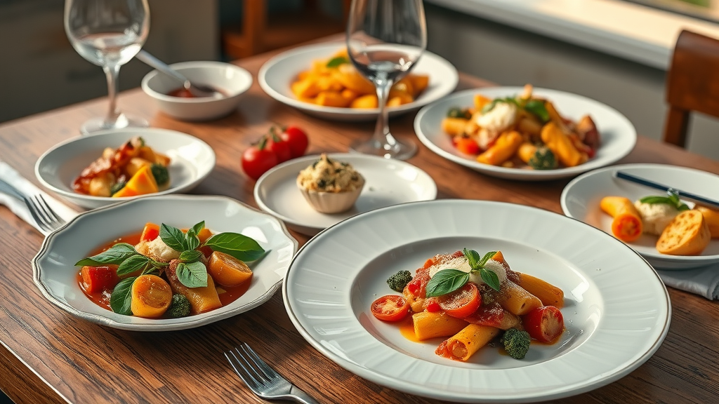 Elegant Italian dishes at a Monterey restaurant capturing culinary artistry.