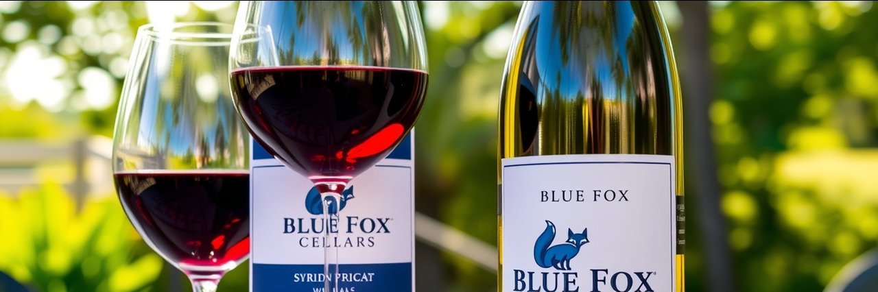 Wine Tasting Experiences with Blue Fox Cellars wine on a sunny patio.