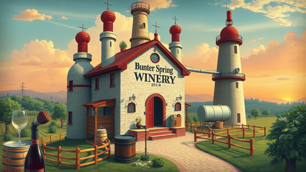 Artistic illustration capturing Bunter Spring Winery's innovative essence.