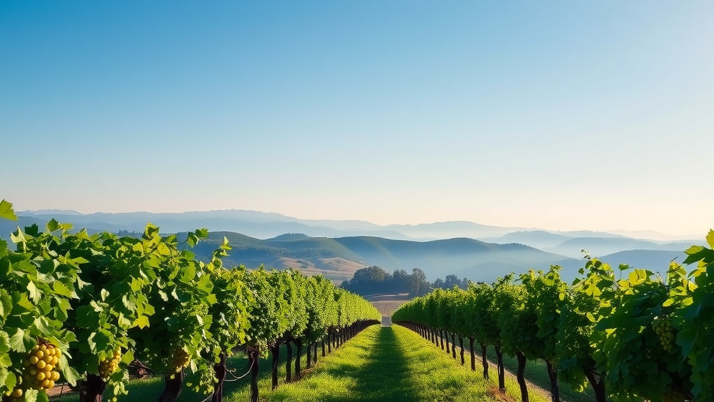 Serene McIntyre Vineyard with mist and green grapevines in Santa Lucia Highlands.